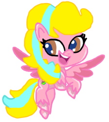 Size: 1171x1309 | Tagged: safe, artist:daisyrosepup16, derpibooru import, oc, oc only, oc:caramella bravo, pegasus, pony, my little pony: pony life, 1000 hours in ms paint, base used, open mouth, pegasus oc, simple background, smiling, solo, unshorn fetlocks, vector, white background, wings