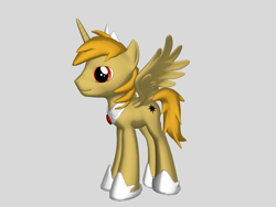 Size: 1200x900 | Tagged: safe, derpibooru import, oc, oc only, oc:prince sol invictus, alicorn, pony, 3d pony creator, alicorn oc, fire, gold, golden, gray background, horn, male, pony town, simple background, spread wings, stallion, sun, sunlight, wings