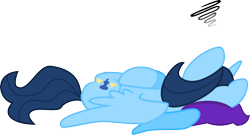 Size: 3059x1654 | Tagged: safe, artist:airfly-pony, derpibooru import, oc, oc only, oc:airflight, alicorn, alicorn oc, facing away, horn, lying down, on side, simple background, sleeping, solo, transparent background, wings