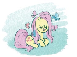 Size: 924x687 | Tagged: safe, artist:laya-21, derpibooru import, fluttershy, butterfly, pegasus, pony, solo