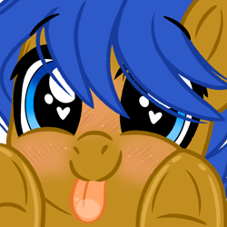 Size: 2000x2000 | Tagged: safe, artist:emberslament, derpibooru import, oc, oc only, oc:crushingvictory, pegasus, pony, :p, blushing, cute, heart eyes, solo, tongue out, wingding eyes