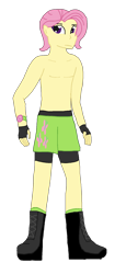 Size: 835x1823 | Tagged: safe, artist:mlp-headstrong, derpibooru import, butterscotch, fluttershy, equestria girls, equestria guys, exeron fighters, male, martial arts kids, martial arts kids outfits, rule 63, simple background, solo, transparent background