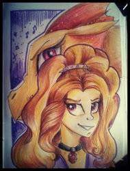 Size: 1016x1340 | Tagged: safe, artist:enjal, derpibooru import, adagio dazzle, siren, equestria girls, duality, female, traditional art