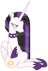 Size: 7000x10300 | Tagged: safe, artist:tardifice, derpibooru import, princess celestia, alicorn, pony, between dark and dawn, absurd resolution, choker, punklestia, simple background, solo, spiked choker, transparent background, vector