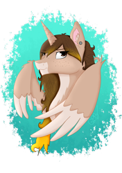 Size: 1130x1606 | Tagged: safe, artist:twin-fan, derpibooru import, oc, oc only, alicorn, pony, alicorn oc, bust, ear piercing, female, horn, mare, piercing, simple background, solo, transparent background, two toned wings, wings