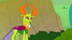 Size: 1280x720 | Tagged: safe, derpibooru import, screencap, thorax, changedling, changeling, triple threat, cute, happy, king thorax, male, solo, thorabetes