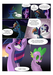 Size: 4961x7016 | Tagged: safe, artist:zettaidullahan, derpibooru import, rainbow dash, rarity, spike, twilight sparkle, twilight sparkle (alicorn), alicorn, dragon, earth pony, pegasus, pony, unicorn, comic:curse and madness, comic, female, mare, mlpcam