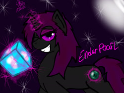 Size: 2048x1536 | Tagged: safe, artist:artmama113, derpibooru import, oc, oc only, pony, unicorn, glowing horn, grin, horn, magic, one eye closed, signature, smiling, solo, telekinesis, unicorn oc, wink