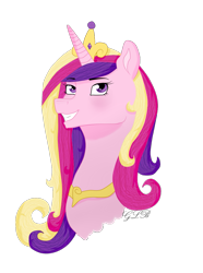 Size: 913x1227 | Tagged: safe, artist:twin-fan, derpibooru import, princess cadance, alicorn, pony, bust, female, grin, jewelry, mare, peytral, signature, simple background, smiling, solo, tiara, transparent background