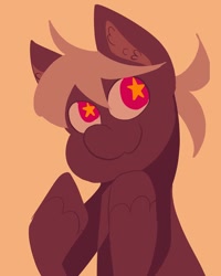 Size: 1080x1350 | Tagged: safe, artist:damedanbos, derpibooru import, oc, oc only, earth pony, pony, bust, earth pony oc, orange background, simple background, smiling, solo, starry eyes, wingding eyes