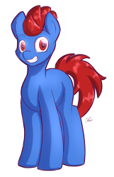 Size: 1372x2130 | Tagged: safe, artist:eisky, derpibooru import, oc, earth pony, pony, grin, looking at you, simple background, smiling, solo, spiky mane, standing, transparent background