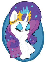 Size: 810x1080 | Tagged: safe, artist:lowname, derpibooru import, rarity, pony, unicorn, bedroom eyes, bust, crown, female, jewelry, mare, regalia, solo