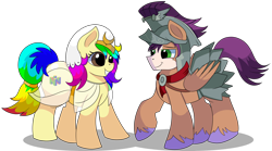 Size: 9000x5000 | Tagged: safe, artist:rainbowtashie, derpibooru import, flash sentry, trouble shoes, oc, oc:fast hooves, oc:rainbow tashie, earth pony, pegasus, pony, clothes, clydesdale, commissioner:bigonionbean, costume, earth pony oc, female, fusion, fusion:fast hooves, halloween, halloween costume, holiday, male, mare, simple background, stallion, transparent background, writer:bigonionbean