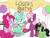 Size: 2000x1500 | Tagged: safe, artist:skitter, cheerilee, lyra heartstrings, pinkie pie, oc, oc:anon filly, earth pony, pony, /mlp/, balloon, banner, female, filly, hat, kazoo, lyre, miss /mlp/ 2020, musical instrument, party, party hat, punch, simple background, white background