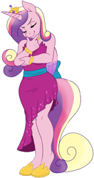 Size: 552x1049 | Tagged: safe, artist:phsuke, derpibooru import, edit, princess cadance, alicorn, anthro, unguligrade anthro, cropped, cropped porn, eyes closed, fanfic, fanfic art, fanfic cover, female, mare, partial hem, simple background, smiling, smirk, solo, story in the source, white background