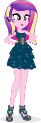 Size: 717x2126 | Tagged: safe, artist:punzil504, derpibooru import, idw, princess cadance, equestria girls, alternate hairstyle, belt, bracelet, clothes, dark mirror universe, dress, ear piercing, earring, evil cadance, eyeshadow, female, high heels, jewelry, makeup, mirror universe, open mouth, piercing, shoes, simple background, sleeveless, solo, transparent background, wristband, younger