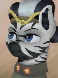 Size: 1560x2100 | Tagged: safe, artist:monx94, derpibooru import, oc, oc only, zebra, equestria at war mod, africa, bust, female, military, simple background, solo