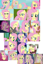 Size: 952x1408 | Tagged: safe, derpibooru import, screencap, angel bunny, discord, fluttershy, pinkie pie, twilight sparkle, breezie, earth pony, pegasus, pony, between dark and dawn, castle mane-ia, dragonshy, filli vanilli, flutter brutter, hurricane fluttershy, it ain't easy being breezies, keep calm and flutter on, maud pie (episode), scare master, she talks to angel, she's all yak, suited for success, the beginning of the end, the last laugh, the ticket master, to where and back again, blush sticker, blushing, collage, cute, hug, magic, magic aura, shyabetes