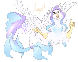 Size: 1280x1024 | Tagged: safe, artist:arexstar, derpibooru import, oc, oc:angel, draconequus, female, offspring, parent:gilda, simple background, solo, white background