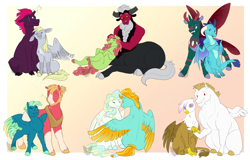 Size: 1600x1024 | Tagged: safe, artist:arexstar, derpibooru import, big macintosh, bulk biceps, derpy hooves, gilda, lightning dust, lord tirek, pharynx, princess ember, sky stinger, tempest shadow, tree hugger, vapor trail, changedling, changeling, pony, bulkilda, derpest, emberynx, female, gay, lesbian, lightningtrail, macstinger, male, prince pharynx, shipping, straight, treerek, two toned wings