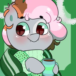 Size: 2000x2000 | Tagged: safe, artist:von babbitt, derpibooru import, oc, oc:stir stick, bat pony, bat pony oc, christmas, clothes, cute, holiday, icon, solo, sweater