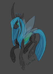 Size: 584x818 | Tagged: safe, artist:purple-blep, derpibooru import, queen chrysalis, changeling, changeling queen, black background, crown, female, jewelry, regalia, simple background, solo