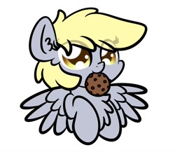 Size: 1200x1040 | Tagged: safe, artist:kimjoman, derpibooru import, derpy hooves, pegasus, pony, chest fluff, cookie, cute, derpabetes, ear fluff, eating, female, food, mare, simple background, solo, white background, ych example, your character here