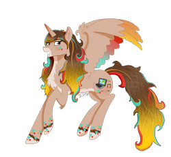 Size: 1357x1246 | Tagged: safe, artist:twin-fan, derpibooru import, oc, oc only, alicorn, pony, alicorn oc, female, grin, horn, mare, rainbow power, rainbow power-ified, raised hoof, signature, simple background, smiling, solo, transparent background, unshorn fetlocks, wings