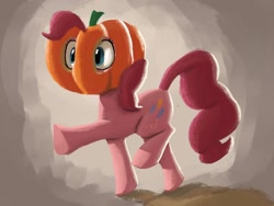 Size: 1280x960 | Tagged: safe, artist:gourdanimations, derpibooru import, pinkie pie, earth pony, pony, female, mare, pumpkin, solo