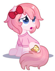 Size: 1065x1371 | Tagged: safe, artist:strawberry-spritz, derpibooru import, oc, oc only, oc:sunny side up, earth pony, pony, bow, crying, female, mare, simple background, solo, transparent background, vector