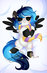 Size: 3160x4861 | Tagged: safe, artist:2pandita, derpibooru import, oc, pegasus, pony, clothes, female, mare, scarf, solo, two toned wings, wings