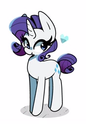 Size: 2000x2854 | Tagged: safe, artist:kindakismet, derpibooru import, rarity, pony, unicorn, alternate hairstyle, cute, female, heart, high res, mare, raribetes, short mane, simple background, solo, white background