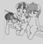 Size: 1048x1071 | Tagged: safe, artist:thatguywhodrawzala, oc, oc:anon filly, oc:apogee, oc:zala, earth pony, pegasus, pony, zebra, earth pony oc, female, females only, filly, fishing, fishing rod, freckles, monochrome, open mouth, pegasus oc, simple background, sitting, smiling, trio, white background, zebra oc