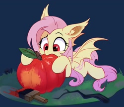 Size: 1803x1554 | Tagged: safe, artist:taneysha, derpibooru import, fluttershy, bat pony, bat ponified, cute, female, flutterbat, halloween, holiday, paintbrush, pumpkin, race swap, solo