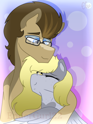 Size: 1080x1440 | Tagged: safe, artist:endergurl22, derpibooru import, derpy hooves, doctor whooves, pony, doctorderpy, female, glasses, hug, male, shipping, straight