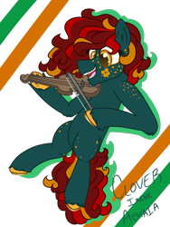 Size: 1080x1440 | Tagged: safe, artist:endergurl22, derpibooru import, oc, oc only, oc:clover achaia, earth pony, pony, female, ireland, mare, musical instrument, simple background, solo, transparent background, violin