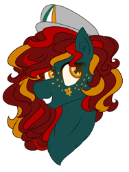 Size: 1080x1440 | Tagged: safe, artist:endergurl22, derpibooru import, oc, oc only, oc:clover achaia, earth pony, pony, bust, female, hat, ireland, mare, portrait, simple background, solo, transparent background