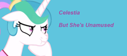 Size: 858x378 | Tagged: safe, artist:twilyisbestpone, derpibooru exclusive, derpibooru import, princess celestia, alicorn, pony, :i, alternate hairstyle, angry, blue background, bust, celestia is not amused, cute, cutelestia, female, hoof on chin, looking away, madorable, mare, pouting, simple background, solo, unamused