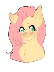 Size: 3024x4032 | Tagged: safe, artist:cojoji, derpibooru import, fluttershy, pegasus, pony, blushing, bust, chest fluff, female, high res, looking at you, mare, portrait, simple background, solo, three quarter view, transparent background