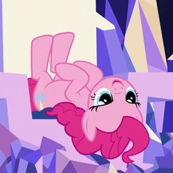 Size: 1080x1080 | Tagged: safe, derpibooru import, screencap, pinkie pie, earth pony, pony, the lost treasure of griffonstone, cropped, female, lying down, mare, on back, solo