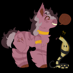 Size: 1000x1000 | Tagged: safe, artist:lepiswerid, derpibooru import, oc, oc:macaw, hybrid, pony, snake, zebra, zony, :p, colored hooves, confused, fluffy, jewelry, parents:oc x oc, singing, tongue out