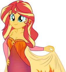 Size: 1024x1125 | Tagged: safe, artist:bakki, artist:emeraldblast63, derpibooru import, sunset shimmer, equestria girls, breasts, cleavage, clothes, dress, simple background, solo, transparent background