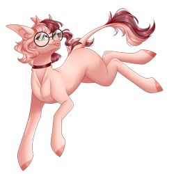 Size: 2334x2331 | Tagged: safe, artist:ohhoneybee, derpibooru import, oc, oc only, oc:junebug, earth pony, pony, female, glasses, horns, leonine tail, mare, simple background, solo, transparent background