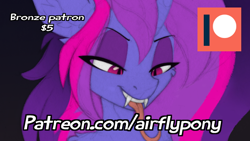 Size: 600x338 | Tagged: safe, artist:airfly-pony, derpibooru import, oc, oc:miranda, advertisement, female, patreon, patreon logo, patreon preview, paywall content, slit eyes, snake eyes, snake tongue