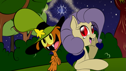 Size: 959x540 | Tagged: safe, artist:ketrin0cat, derpibooru import, oc, crossover, eye of providence, fangs, golden eyes, halloween, hat, holiday, illuminati, red eyes, wander (wander over yonder), wander over yonder