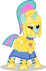 Size: 657x1000 | Tagged: safe, artist:nick beard, oc, oc only, oc:sword glitter, pony, unicorn, armor, caparison, female, guardsmare, horn, mare, open mouth, royal guard, simple background, solo, transparent background