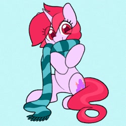Size: 1503x1504 | Tagged: safe, artist:dawnfire, oc, oc only, oc:dawnfire, pony, unicorn, clothes, cute, female, horn, looking at you, mare, scarf, simple background, sitting, solo