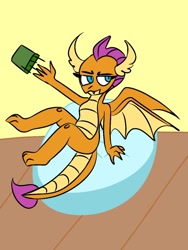 Size: 810x1080 | Tagged: safe, artist:lowname, derpibooru import, smolder, dragon, book, dragoness, female, sitting, solo, wings