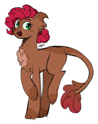 Size: 1044x1323 | Tagged: safe, artist:gallantserver, derpibooru import, oc, oc:treacle, hybrid, interspecies offspring, offspring, parent:capper dapperpaws, parent:pinkie pie, parents:capperpie, simple background, solo, transparent background