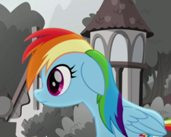 Size: 850x680 | Tagged: safe, derpibooru import, screencap, rainbow dash, pegasus, pony, rainbow roadtrip, cropped, female, floppy ears, mare, solo